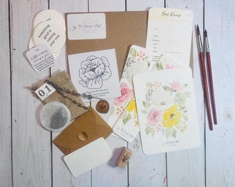 Monthly Watercolor Bookmark Subscription Box | Book Lover Snail Mail, Art Print, Extras