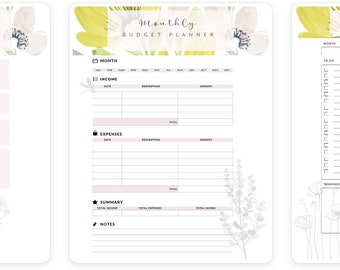 Printable Self Care Planner Pages | Watercolor Floral Habit Tracker (PDF Download)