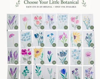 Original Watercolor ACEO, Hand Painted Mini Floral Art, Artist Trading Card, Tiny Botanical Painting