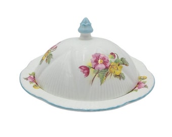 Shelley Begonia Butter Dish England Fine Bone China Rd 272101 PTN NO. 13427 Rare Floral Cheese Dish Collectible China Retro Serving Dishes