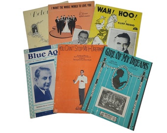 Guy Lombardo Sheet Music - Choice of pieces of vintage music 1920's - 1930's. Wall art, interior decor, Music playing, Old paper, ephemera