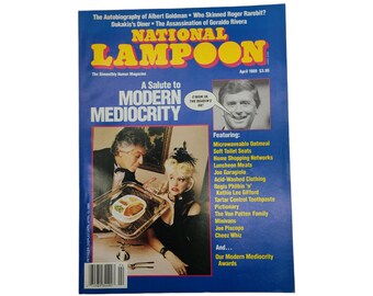 National Lampoon magazine, April 1989 adult humor vintage satire, parody magazine, A Salute to Modern Mediocrity