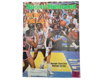 Sports Illustrated Magazine - Up, Up, for L.A.: Olympic Team Star Michael Jordan, July 23, 1984. Chicago Bulls, Vintage basketball magazine.