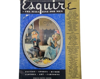 Esquire, The Magazine for Men, January 1941, vintage magazine, Advertising, Men's Fashion, Articles, men's interest magazine.