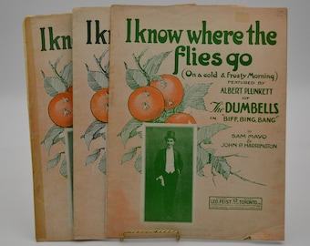 1921 Sheet music for "I Know Where the Flies go". Use to play, add to a collection, frame and display, or use for a creative purpose,