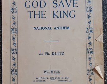 Vintage sheet music for "God Save The King".
