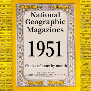 1951 年のオリジナル ナショナル ジオグラフィック マガジンの選択 - 歴史、科学、自然、地理、生態学、技術、世界文化、教育。