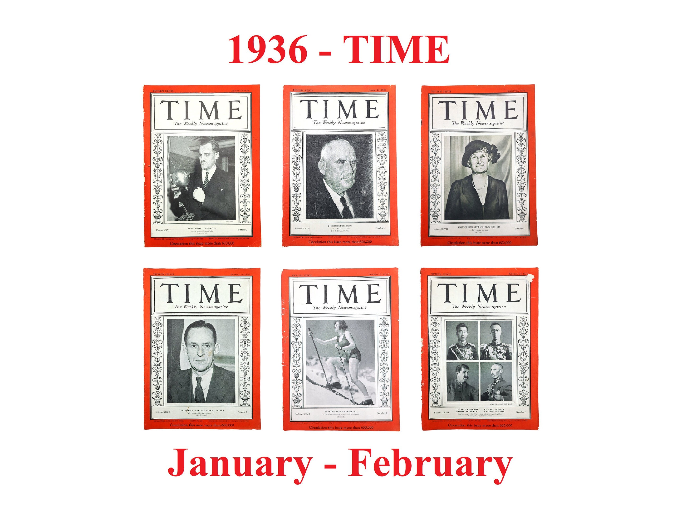 タイム誌の選択 – 1936 年 1 月～ 2 月、科学、JP モルガン、芸術