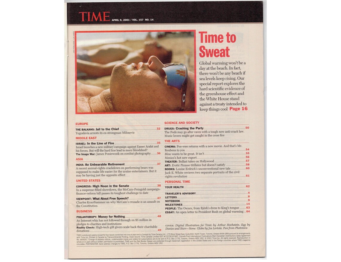 Time Magazine Global Warming Climate Change Environmental Etsy