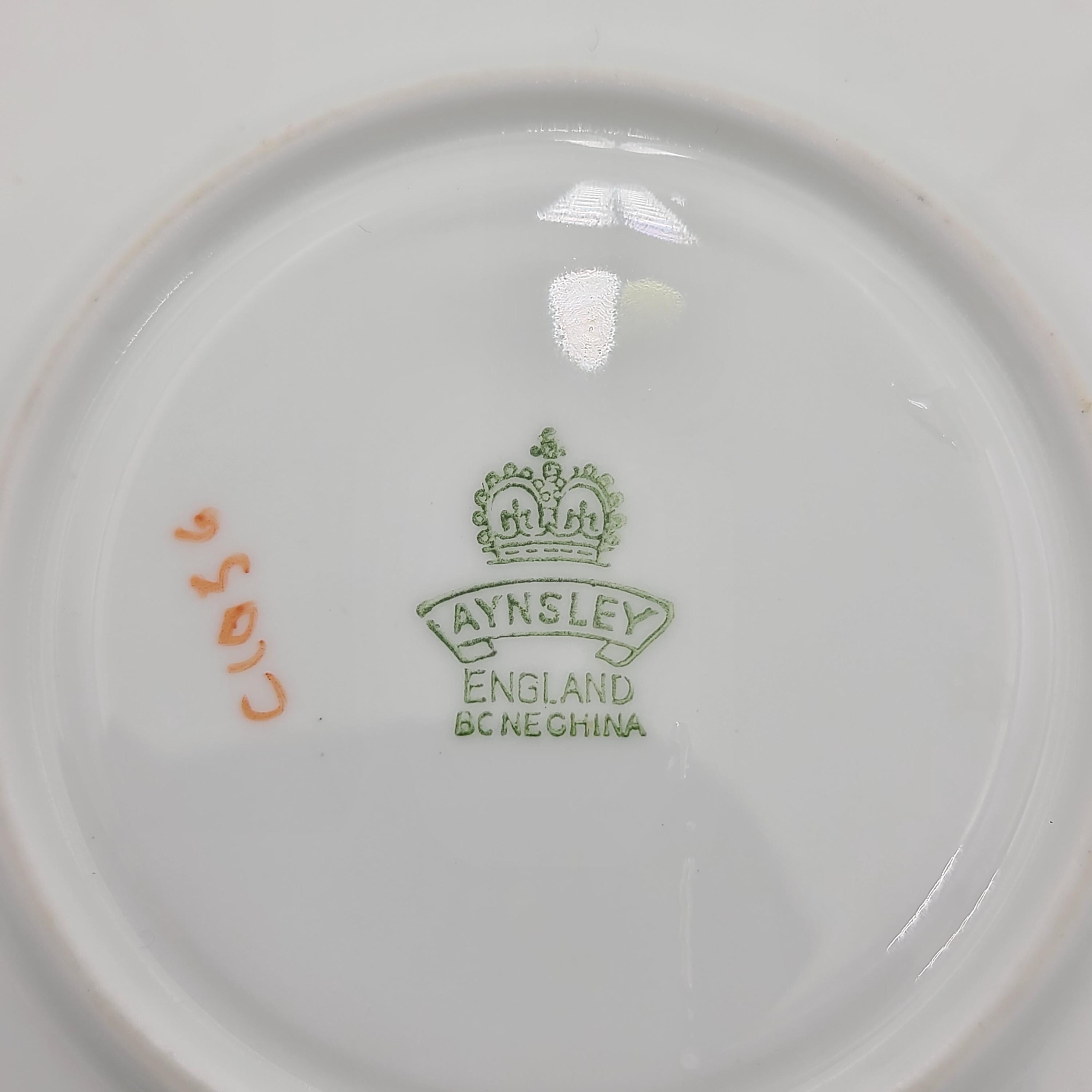 Aynsley Mint Green and Gold Teacup With Matching Saucer Pattern