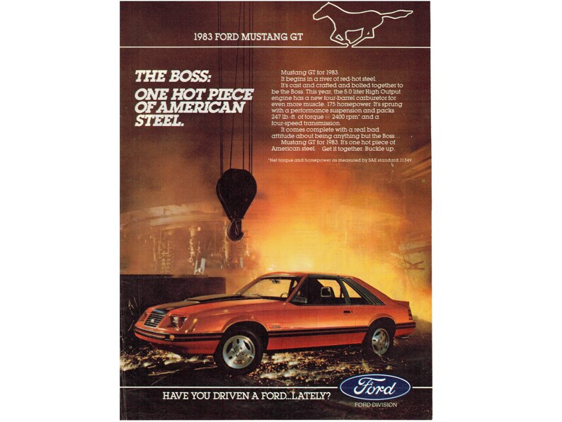 Vintage magazine ad for the 1983 Ford Mustang GT. Collectibles Art ...