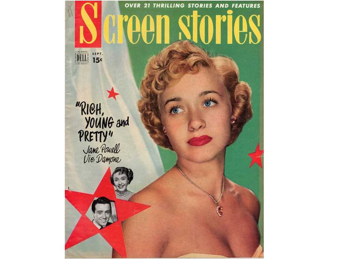 Screen Stories Magazine, September 1951, Jane Powell on the Cover. Etsy