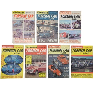 Lot of Vintage Foreign Car Guide magazines - 1964 - 1966. Classic cars, Road race, Beetle, VW, Mechanic, Volkswagen, Speed, Man Cave, Garage