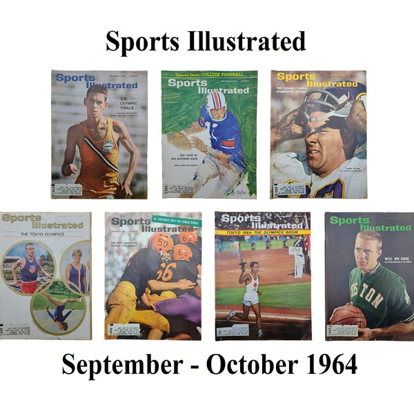 Sports Illustrated Magazines 1964 Sep-Oct, Tokyo Olympics, College Football, Minnesota Vikings, Illinois, Basketball, Boston Celtics