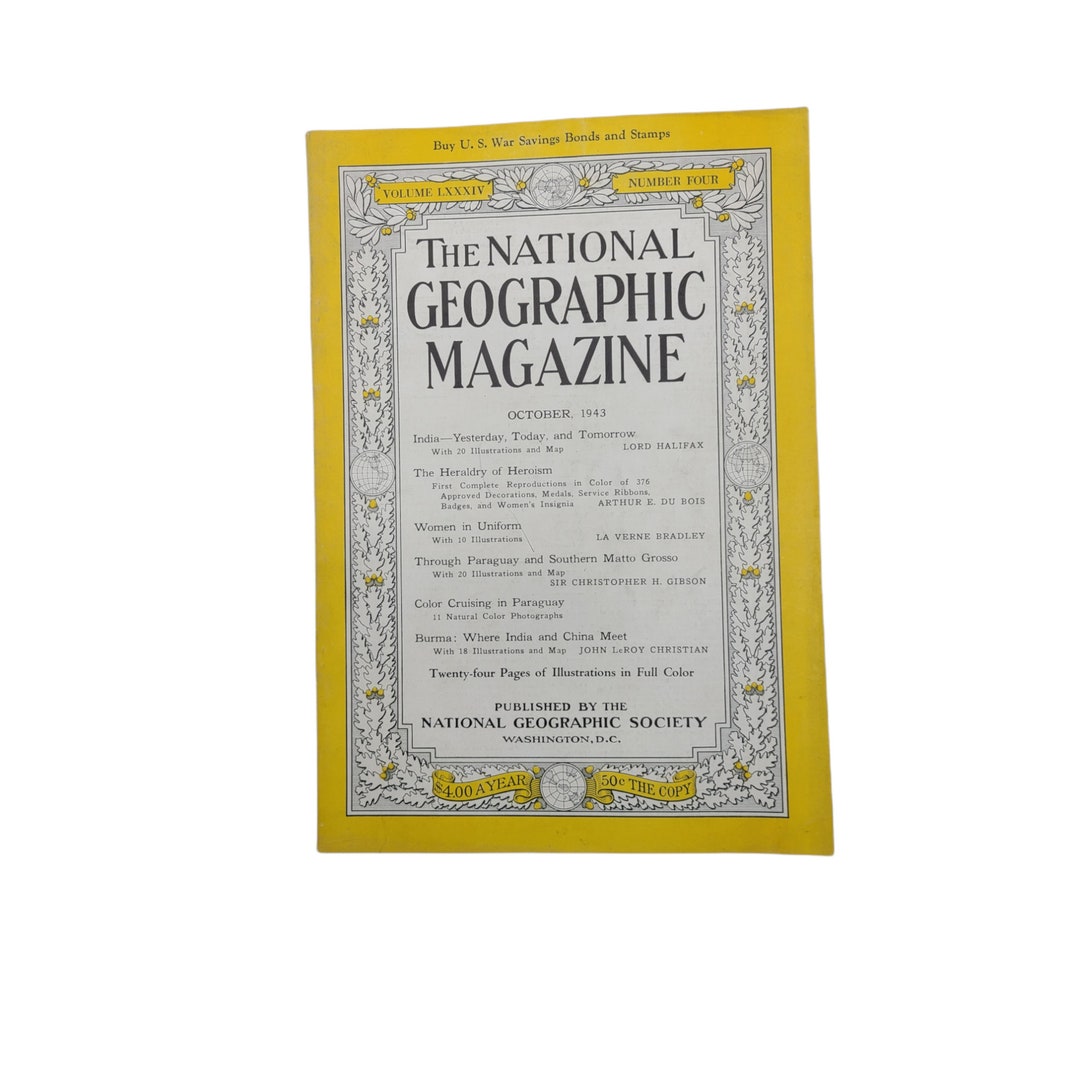 National Geographic Magazine October 1943 Volume LXXXIV - Etsy