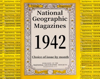 Choice of Original 1942 National Geographic magazines - History, Science, Nature, Geography, Ecology, Technology, World culture, Education.