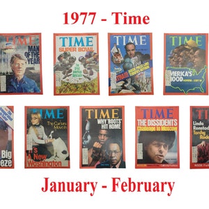 タイム誌の選択 – 1977 年 1 月～ 2 月、マン・オブ・ザ・イヤー、ジミー・カーター、スーパーボウル、ルパート・マードック、ワシントン、ルーツ、モスクワ、リンダ・ロンシュタット