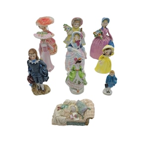 Vintage figurine lot, made in Japan and Made in Germany, Blue Boy, victorian style old ceramic figurines