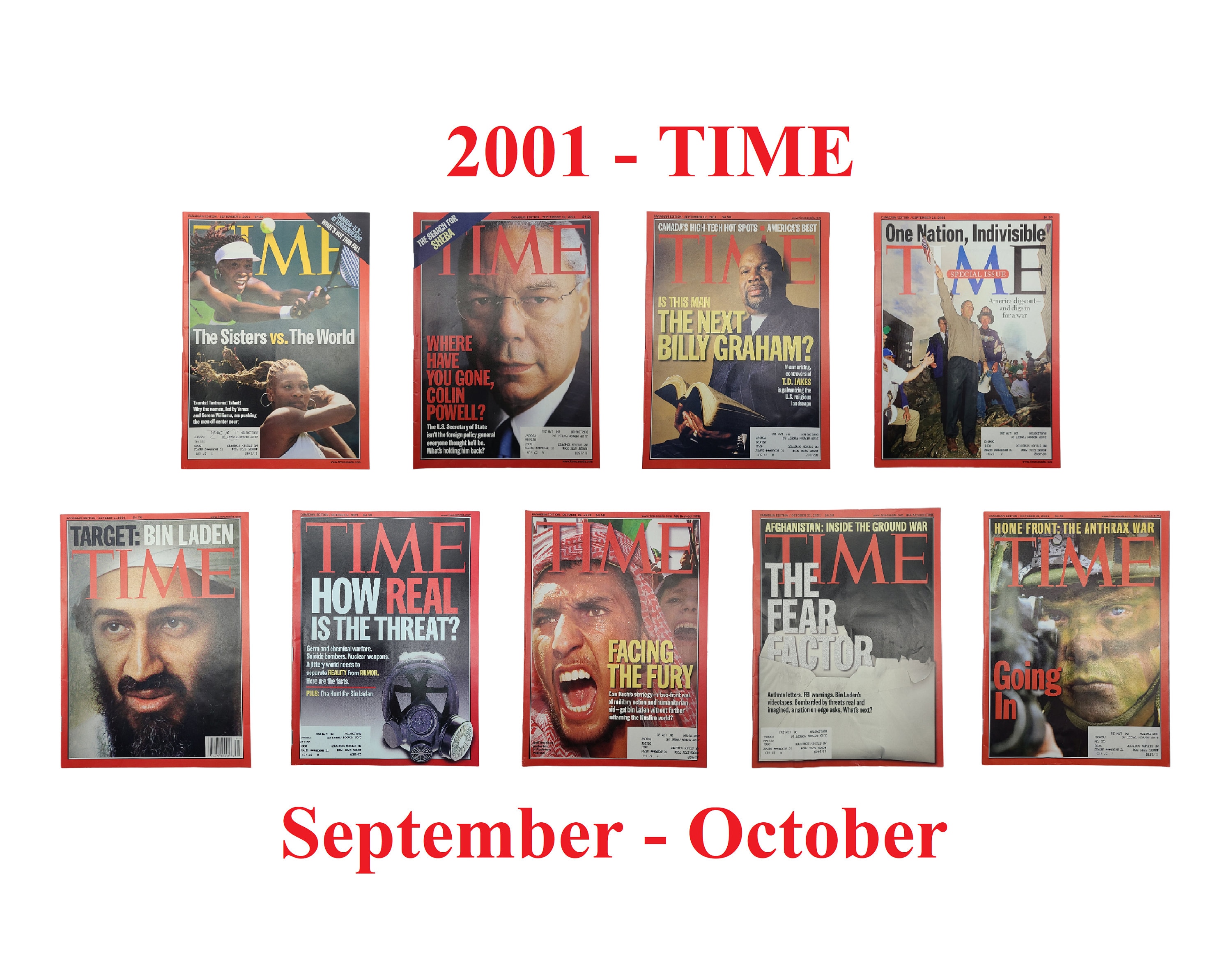 タイム誌の選択 – 2001 年 9 月～10 月、テニス、コリン・パウエル