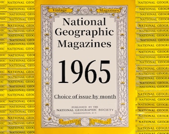 Selección de revistas originales de National Geographic de 1965: historia, ciencia, naturaleza, geografía, ecología, tecnología, cultura mundial, educación.