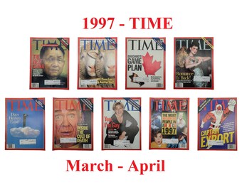 Elección de la revista TIME – marzo-abril de 1997, China, clones, política canadiense, moda, cielo, culto a la muerte, Ellen, personas influyentes, exportaciones