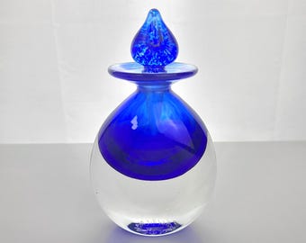 青いガラスの香水型ガラスボトル 17.5 cm - Etsy 日本