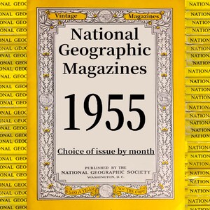 Selección de revistas originales de National Geographic de 1955: historia, ciencia, naturaleza, geografía, ecología, tecnología, cultura mundial, educación.