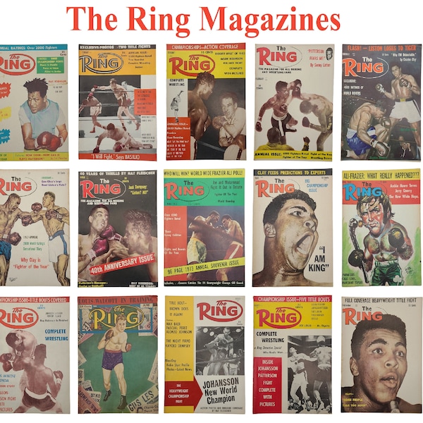 THE RING boxing magazines. Choice of issues from 1948-1974. Robinson, Liston, Clay, Dempsey, Ali, Frazier, Quarry, Louis, Walcott, Johansson