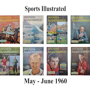 Revistas de Sports Illustrated, mayo-junio de 1960, Kentucky Derby, Alaska, Australia, cartas, carreras, Indy 500, boxeo, US Open, Juegos Olímpicos