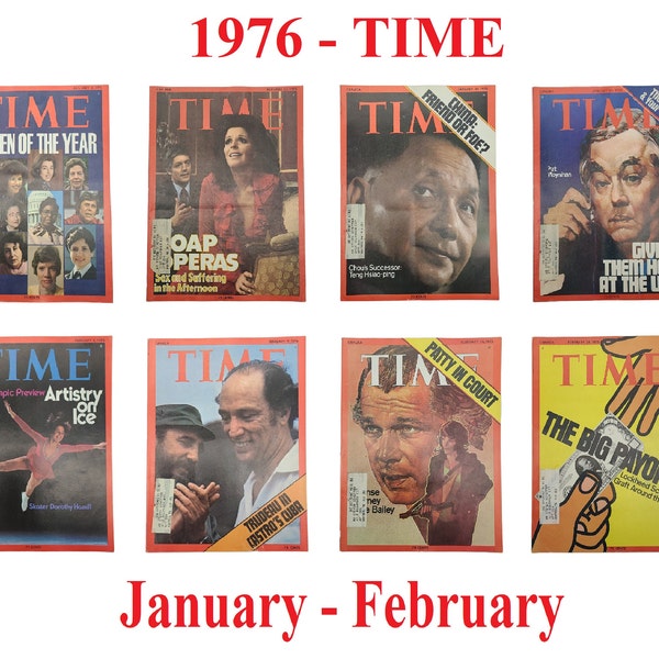 Choice of TIME Magazine – 1976 Jan-Feb, Women of the Year, Soap Opera, China, Pat Moynihan, Figure Skating, Trudeau, Patty Hearst, Lockheed