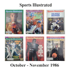 Sports Illustrated Magazines 1986 Oct-Nov, Baseball, Mets, World Series, Boston, Football, Denver Broncos, NFL, Basketball, Navy, College
