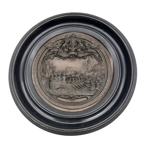 Plaque commemorating the 50th anniversary of King William I Landing in Netherlands at Scheveningen in 1813. Antique Dutch Historical Item.