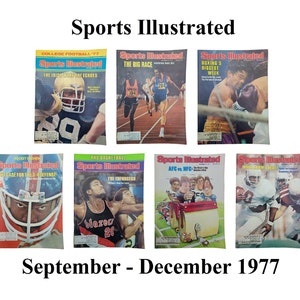 Revistas Sports Illustrated 1977 Sep-Dic, Fútbol, Notre Dame, Texas, AFC, NFC, Atletismo, Boxeo, Denver, Baloncesto, Portland,