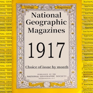 1917 年のオリジナルのナショナル ジオグラフィック雑誌の選択 - 歴史、科学、自然、地理、生態学、技術、世界文化、教育。