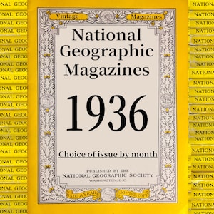 Selección de revistas originales de National Geographic de 1936: historia, ciencia, naturaleza, geografía, ecología, tecnología, cultura mundial, educación.