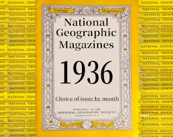 1936 年のオリジナル ナショナル ジオグラフィック マガジンの選択 - 歴史、科学、自然、地理、生態学、技術、世界文化、教育。