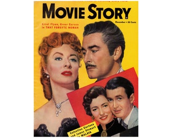 Movie Story Magazine, December 1949, Errol Flynn and Greer Garson from "That Forsyte Woman" on the cover.