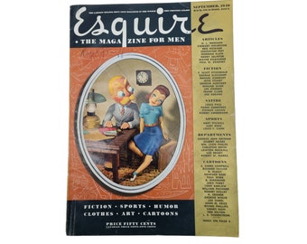 Esquire, The Magazine for Men, September 1940, vintage magazine, Advertising, Men's Fashion, Articles, men's interest magazine.