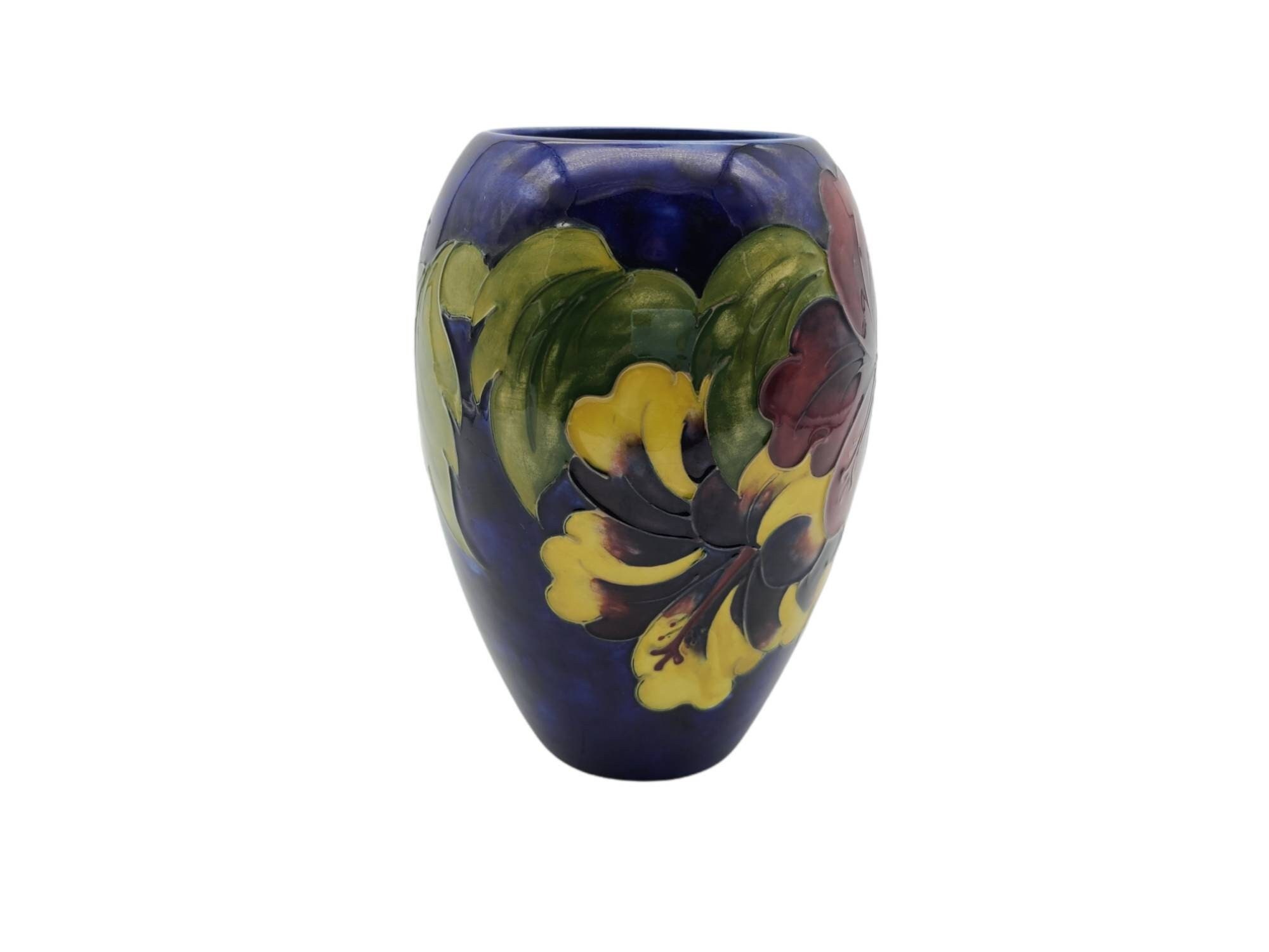 Signed Walter Moorcroft Blue Ovoid Vase With Hand Painted - Etsy