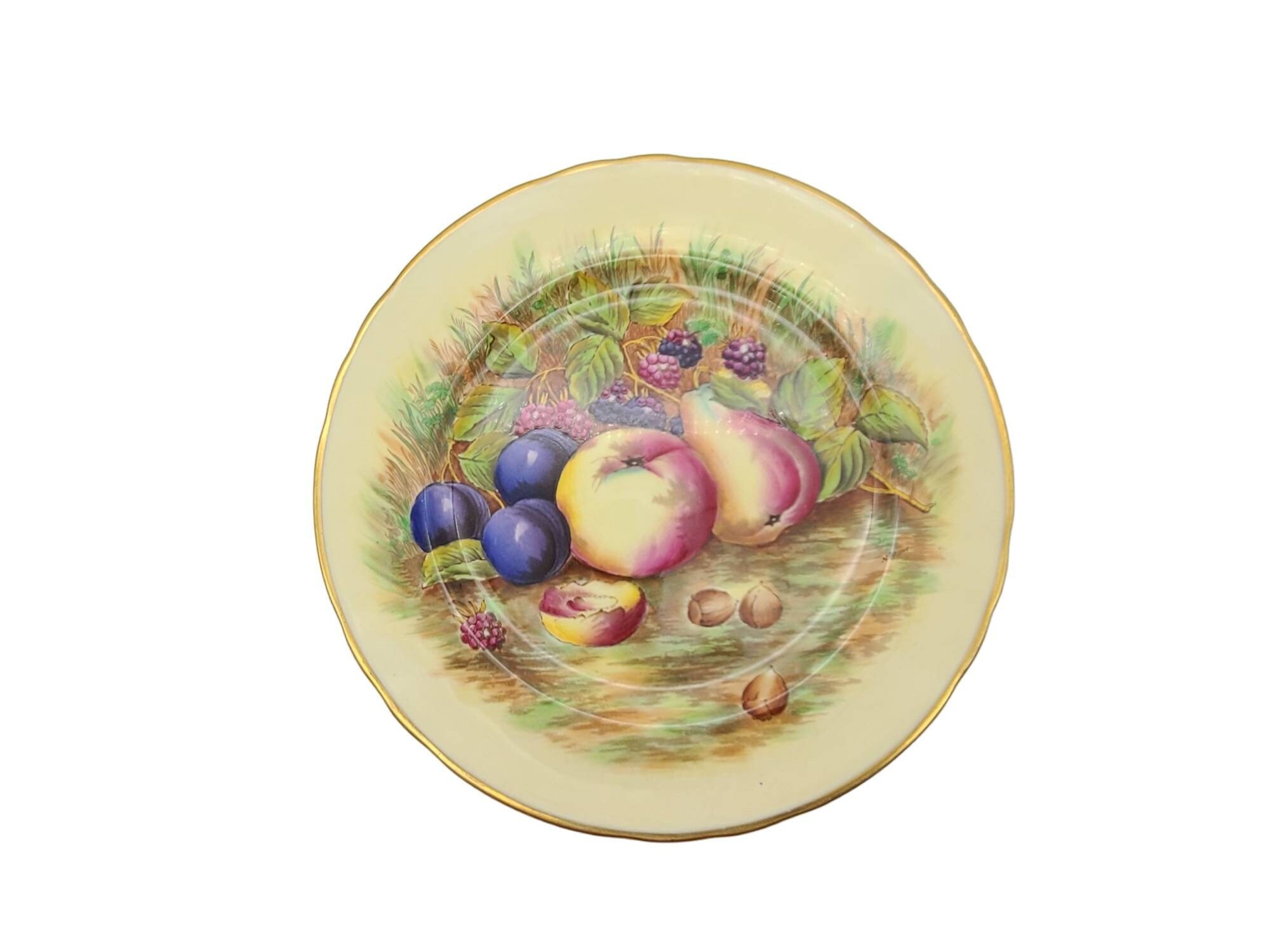 Aynsley Signed N. Brunt Orchard Gold Fruit Serving Plate