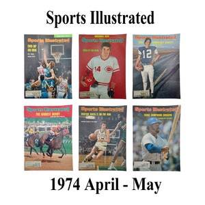 Sports Illustrated Magazines 1974 Apr-May, College Basketball, Baseball, Reds, Dodgers, Football, Utah, Horse race, Derby, Boston Celtics,