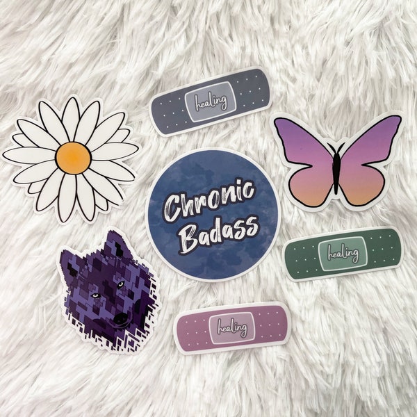 Create Your Own Sticker Bundle, You Pick Three - Wolf Sticker, Butterfly Sticker, Daisy Sticker, Chronic Illness Stickers, Healing Stickers