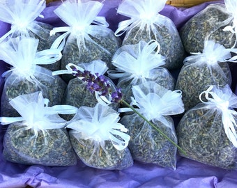 Lavender Sachets in White Organza Bags, Made With Lavender Buds, Lavandula, Great for Drawers & Closets, Party Favor, Wedding Toss, .3oz 8g