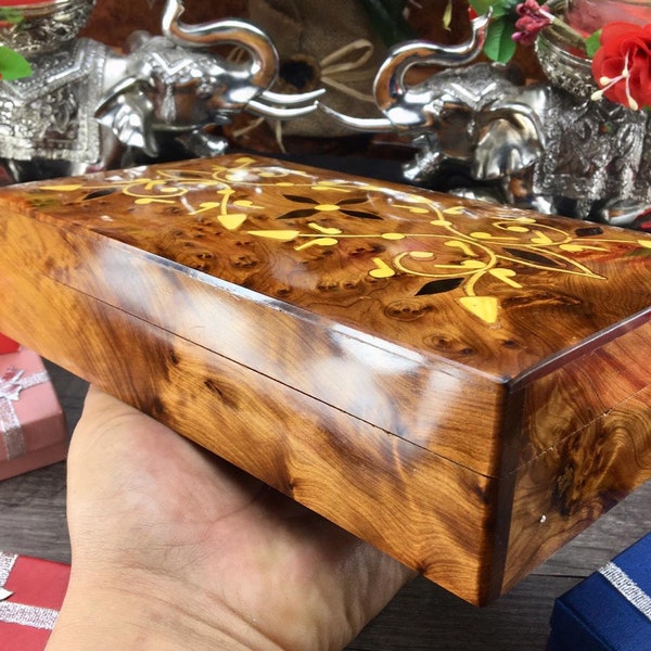 Keepsake Jewelry holder Wooden box, burl thuya wood box earrings storage, decorative mother's day gift box for her, birthday gift for him