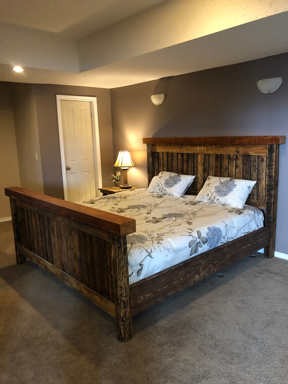 King size barnwood bed frame deals