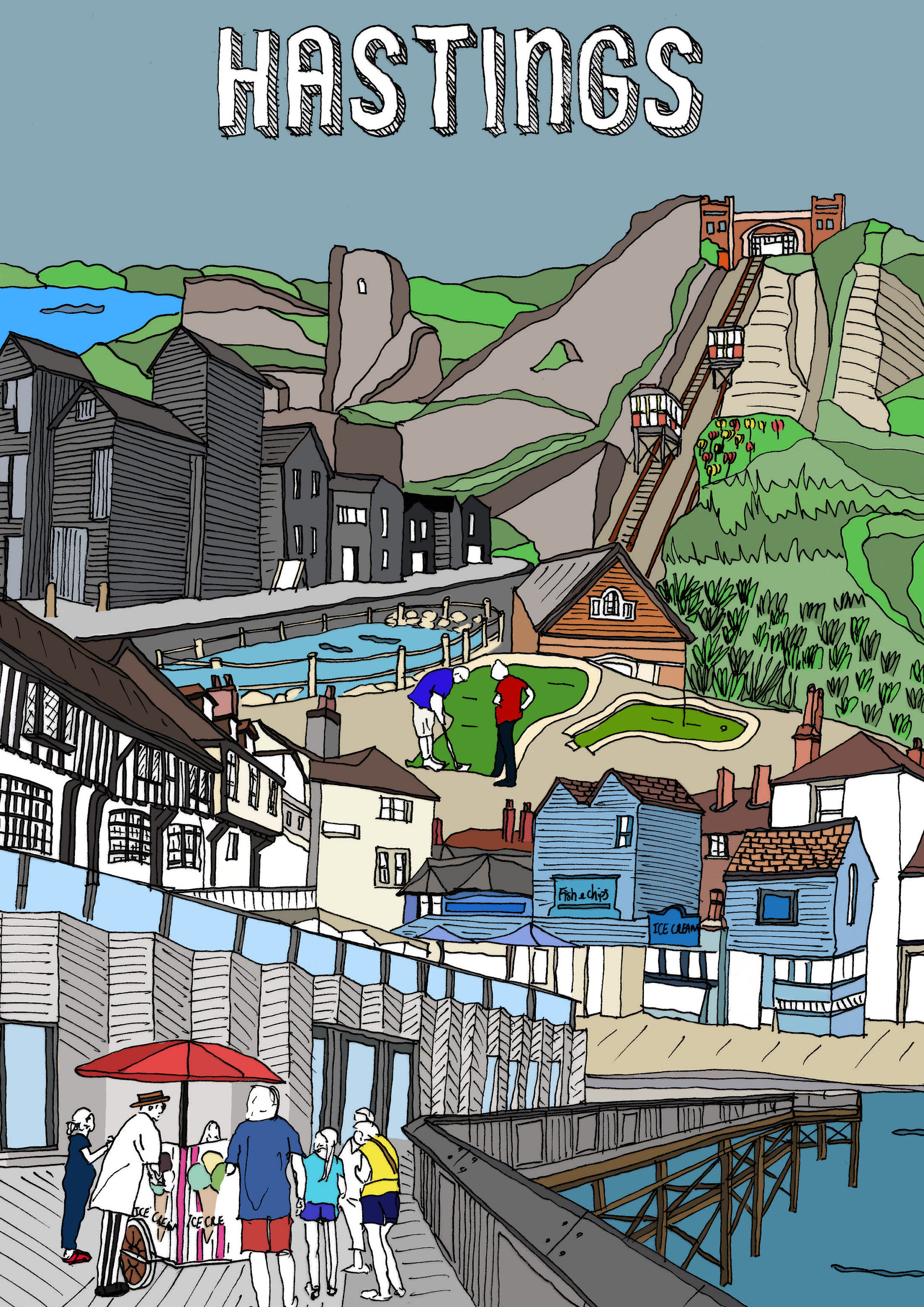 Hastings. Hand Drawn Illustration. Etsy.de