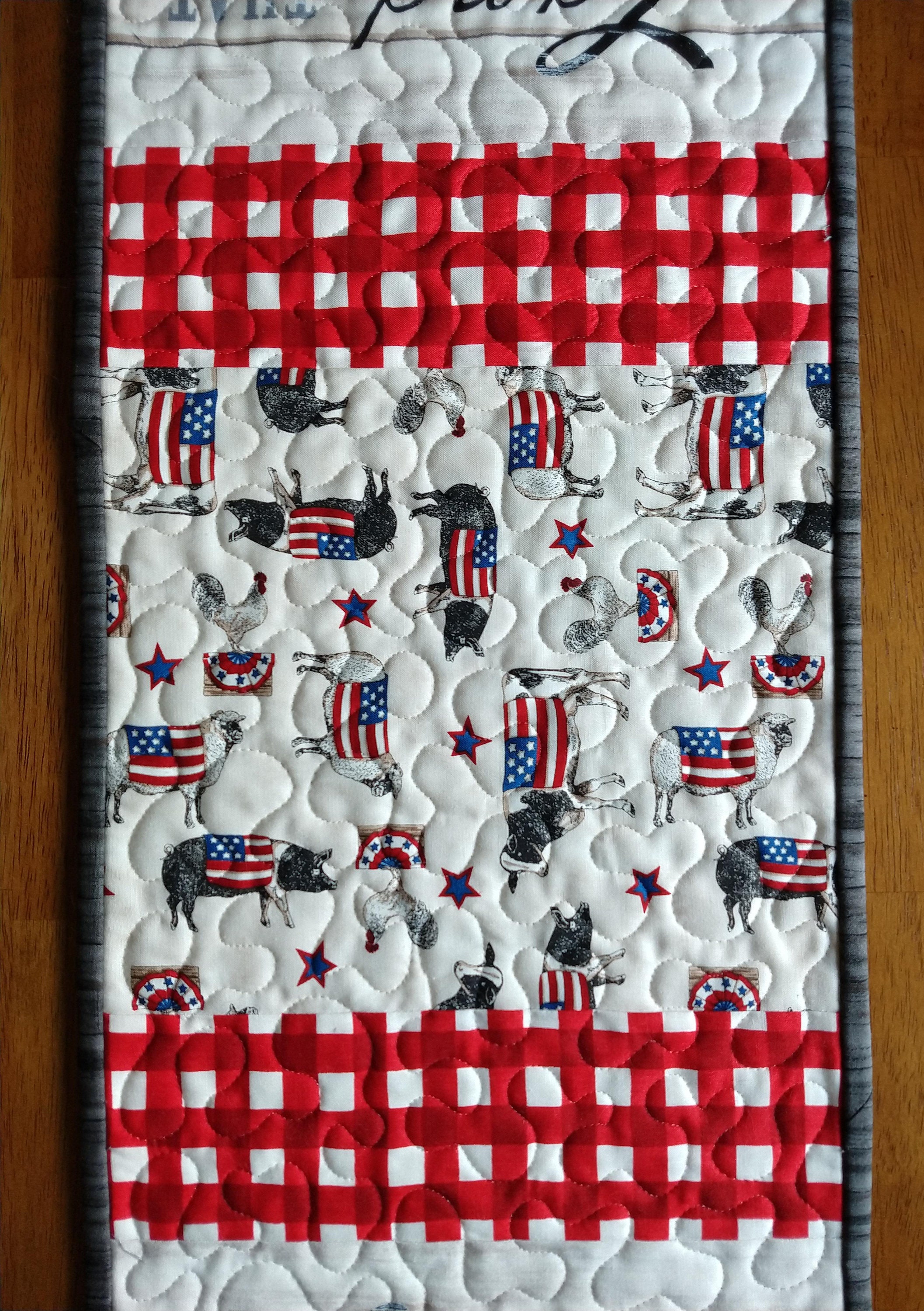 Long Narrow Quilted Americana Table Runner with Land Etsy