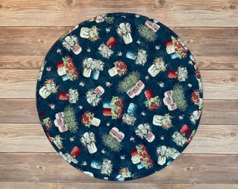Quilted Reversible Circular Farmhouse Americana Table Center Topper, 19.5"