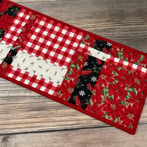 Gewatteerde lange smalle kerstvakantietafel omkeerbare tafelloper, 42 "x 9"