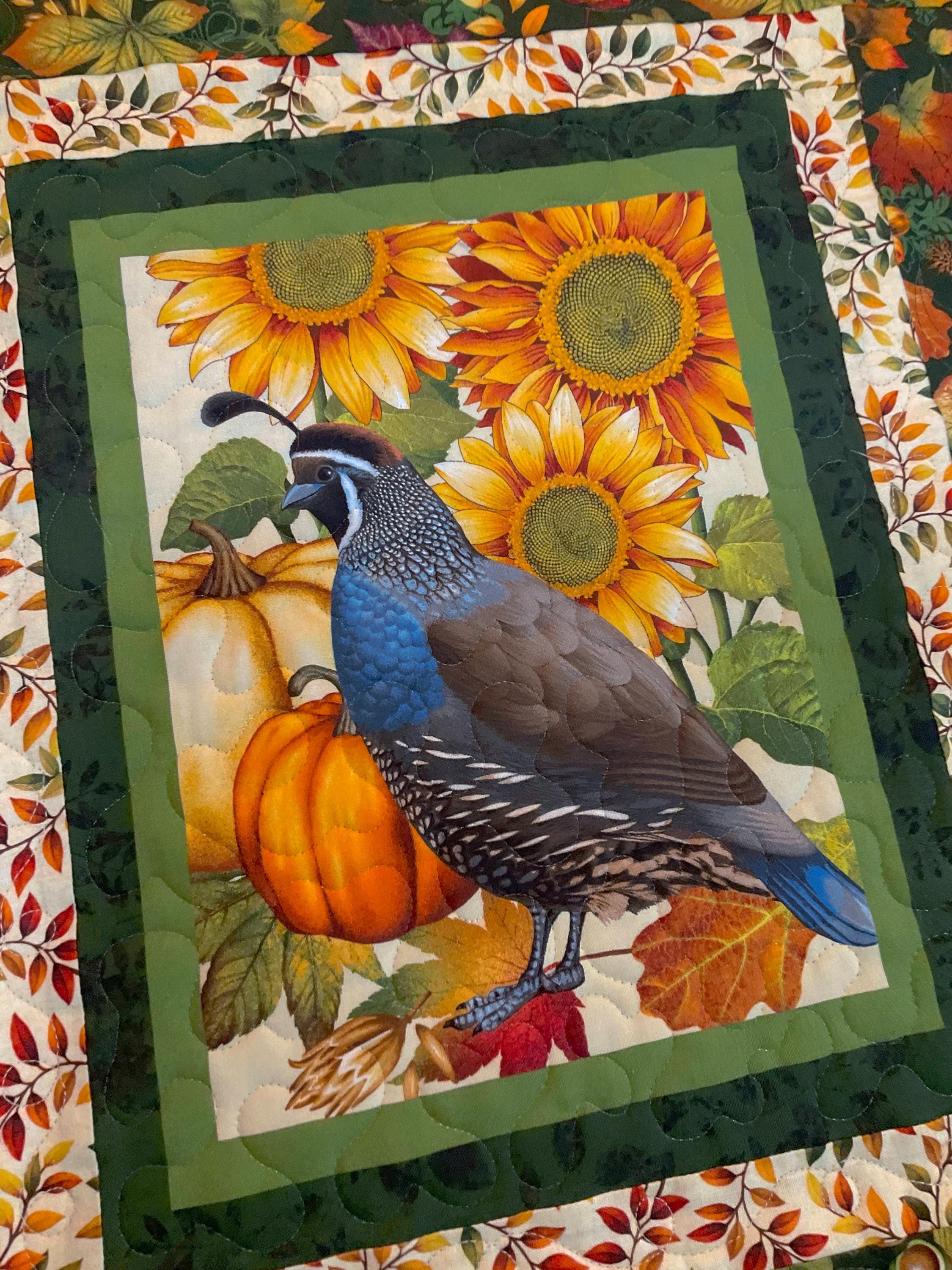 Quail Patchwork Fall Autumn Quilted Woodland Animal Quail Wallhanging, 22